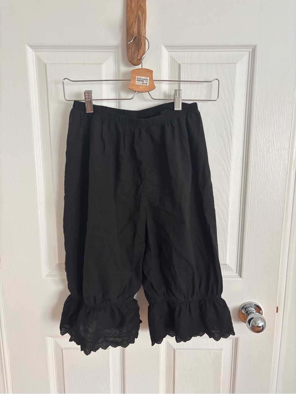 Black Ruffle Hem Cotton Blend Bloomers